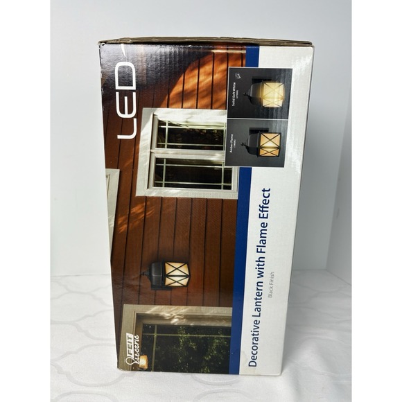 Feit Electric LED Decorative Lantern Amber Or White Flame Effect Black New - Picture 4 of 7